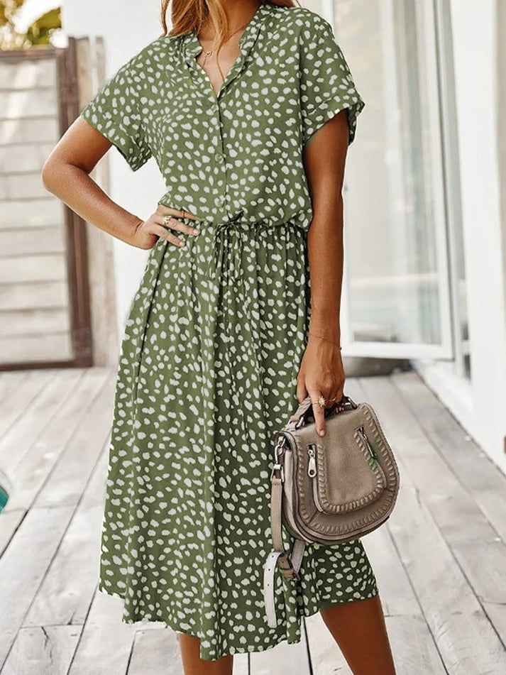Sylvia™ – Printed Button-Up Midi Dress