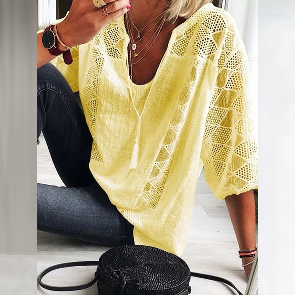 Sylvia™ - Boho Crochet-Detail Blouse