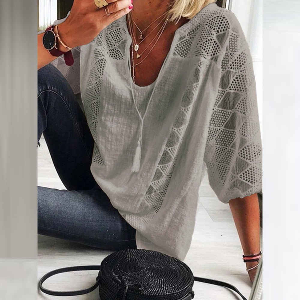 Sylvia™ - Boho Crochet-Detail Blouse
