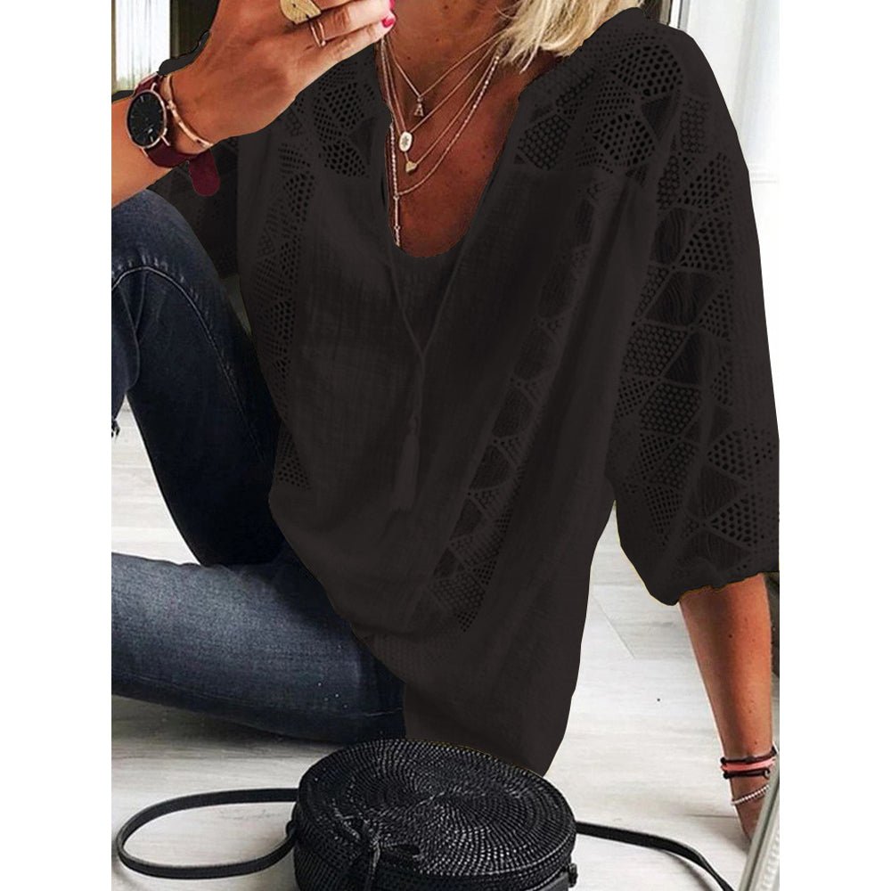 Sylvia™ - Boho Crochet-Detail Blouse