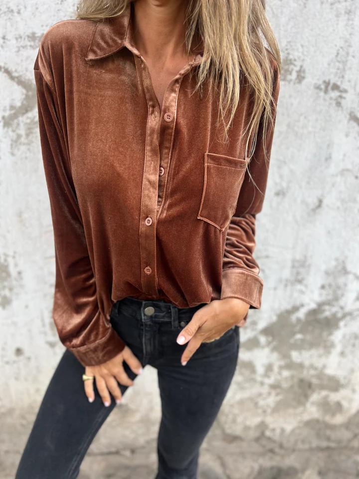 Sylvia™ - Elegant Velvet Blouse