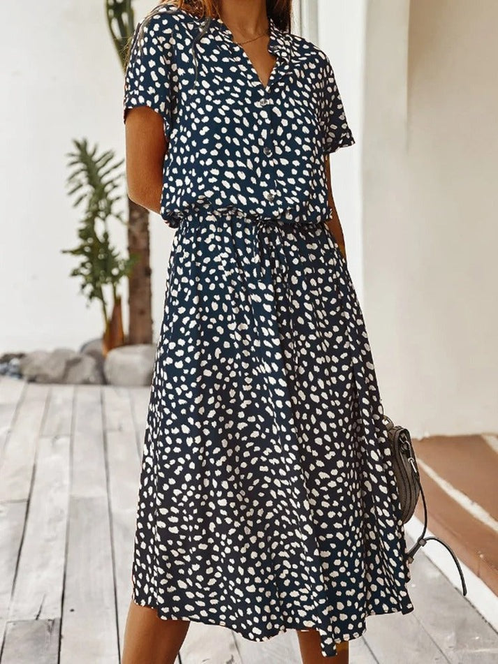 Sylvia™ – Printed Button-Up Midi Dress