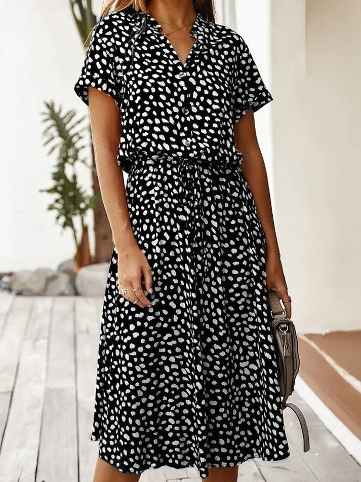 Sylvia™ – Printed Button-Up Midi Dress