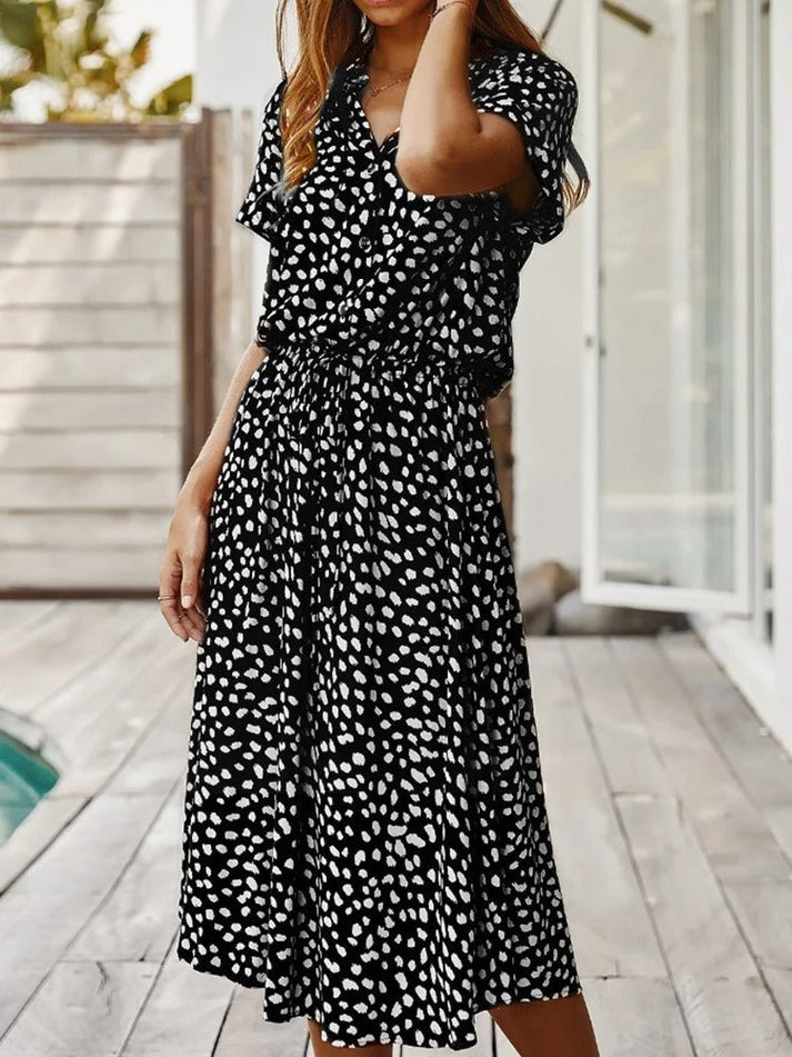 Sylvia™ – Printed Button-Up Midi Dress