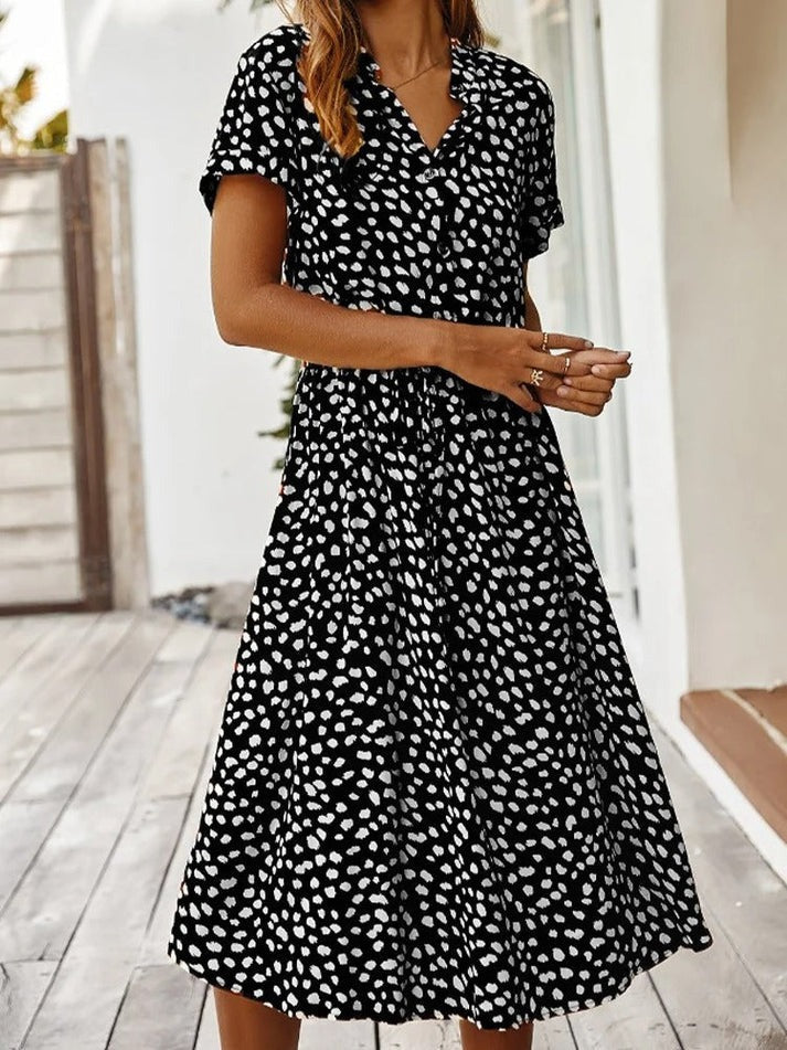 Sylvia™ – Printed Button-Up Midi Dress
