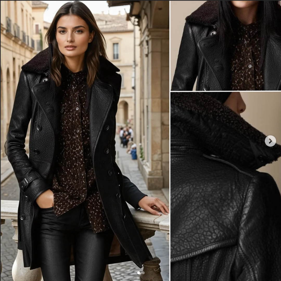 Sylvia™ - Luxury Leather Trench Coat