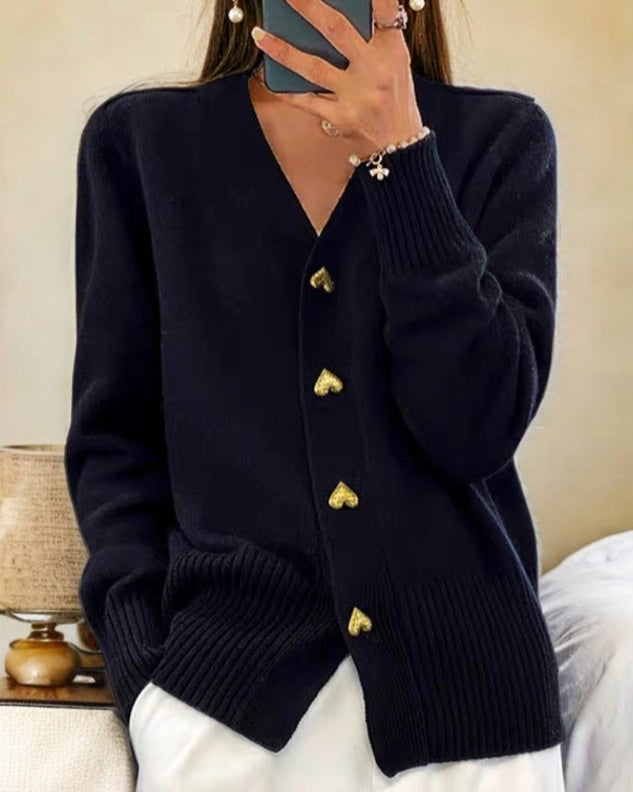 Sylvia™ | Soft Cardigan With Heart Buttons