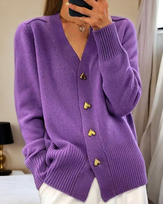 Sylvia™ | Soft Cardigan With Heart Buttons