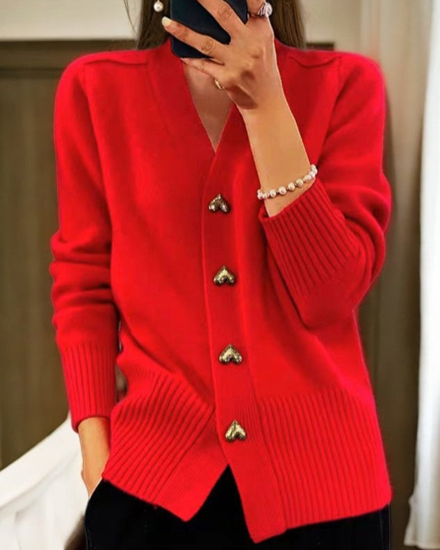 Sylvia™ | Soft Cardigan With Heart Buttons