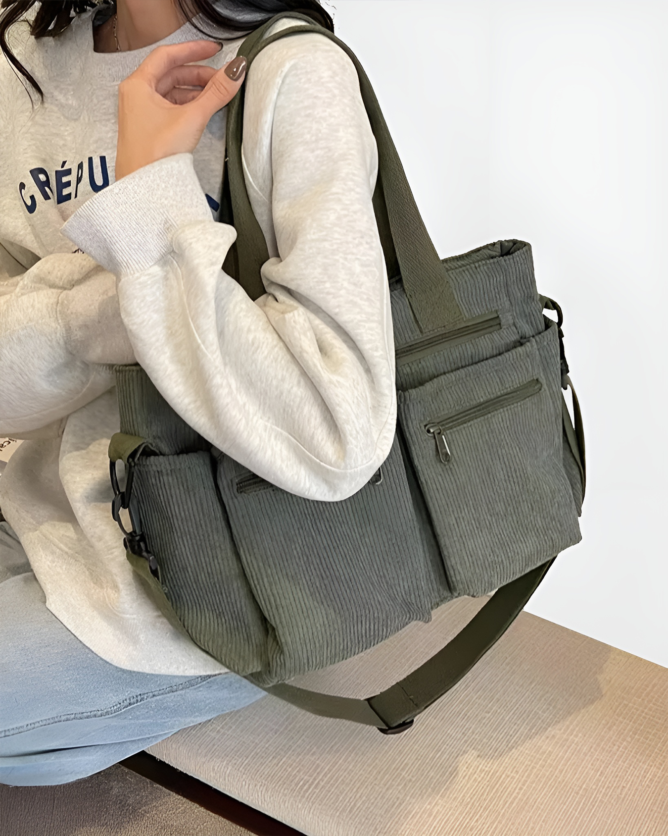 Sylvia™ – Corduroy Utility Tote Bag