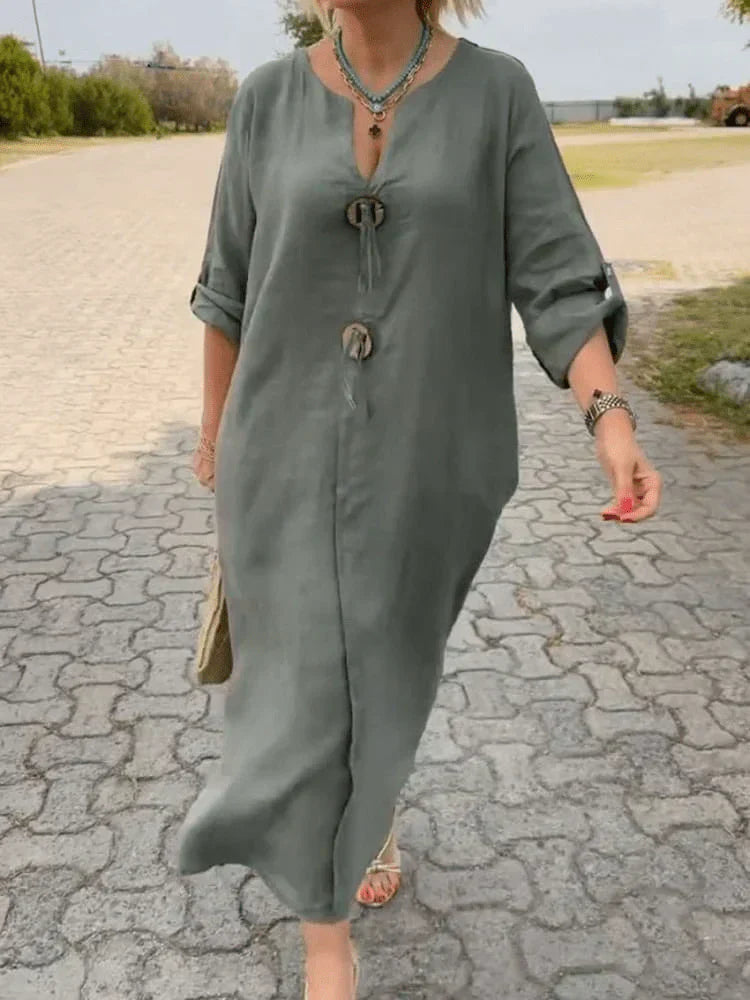 Sylvia™ – Statement Button Maxi Dress