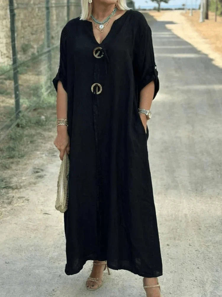 Sylvia™ – Statement Button Maxi Dress