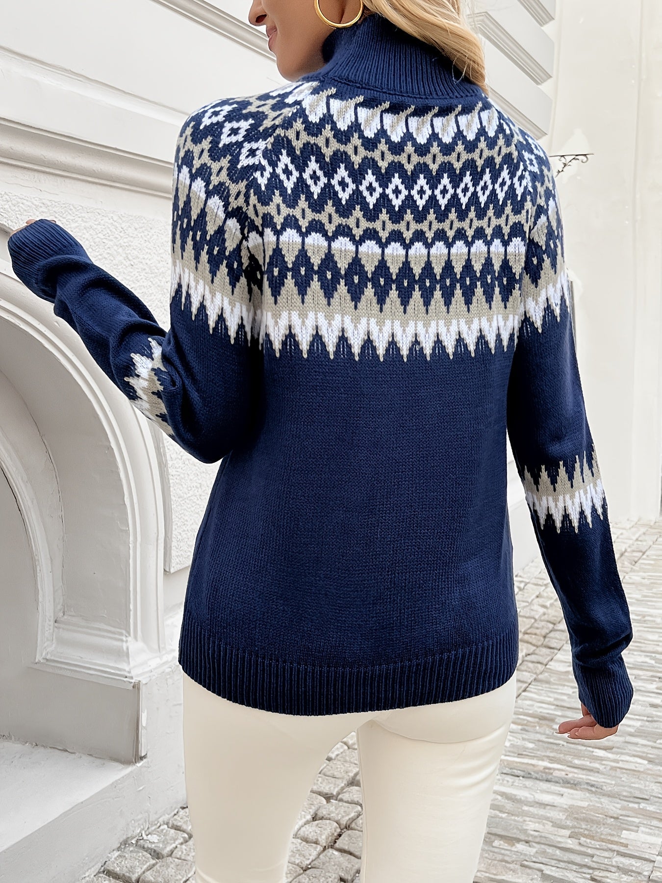 Sylvia™ | Elegant Geometric Knit Sweater