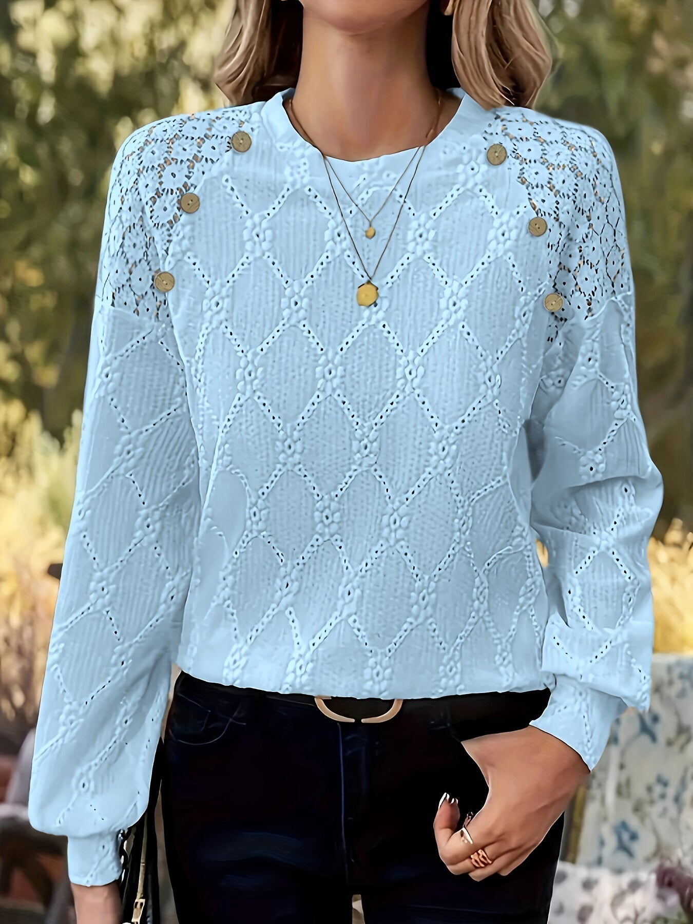 Sylvia™ – Eyelet Button Detail Blouse