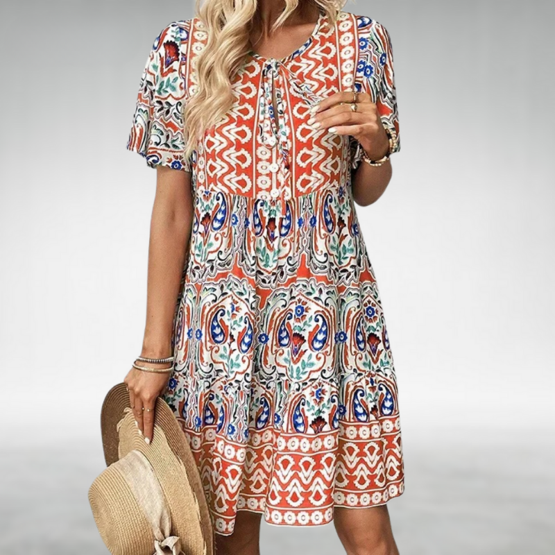 Sylvia™ – Printed Boho Tunic Dress