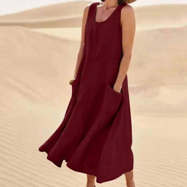 Sylvia™ – Sleeveless Flowy Midi Dress