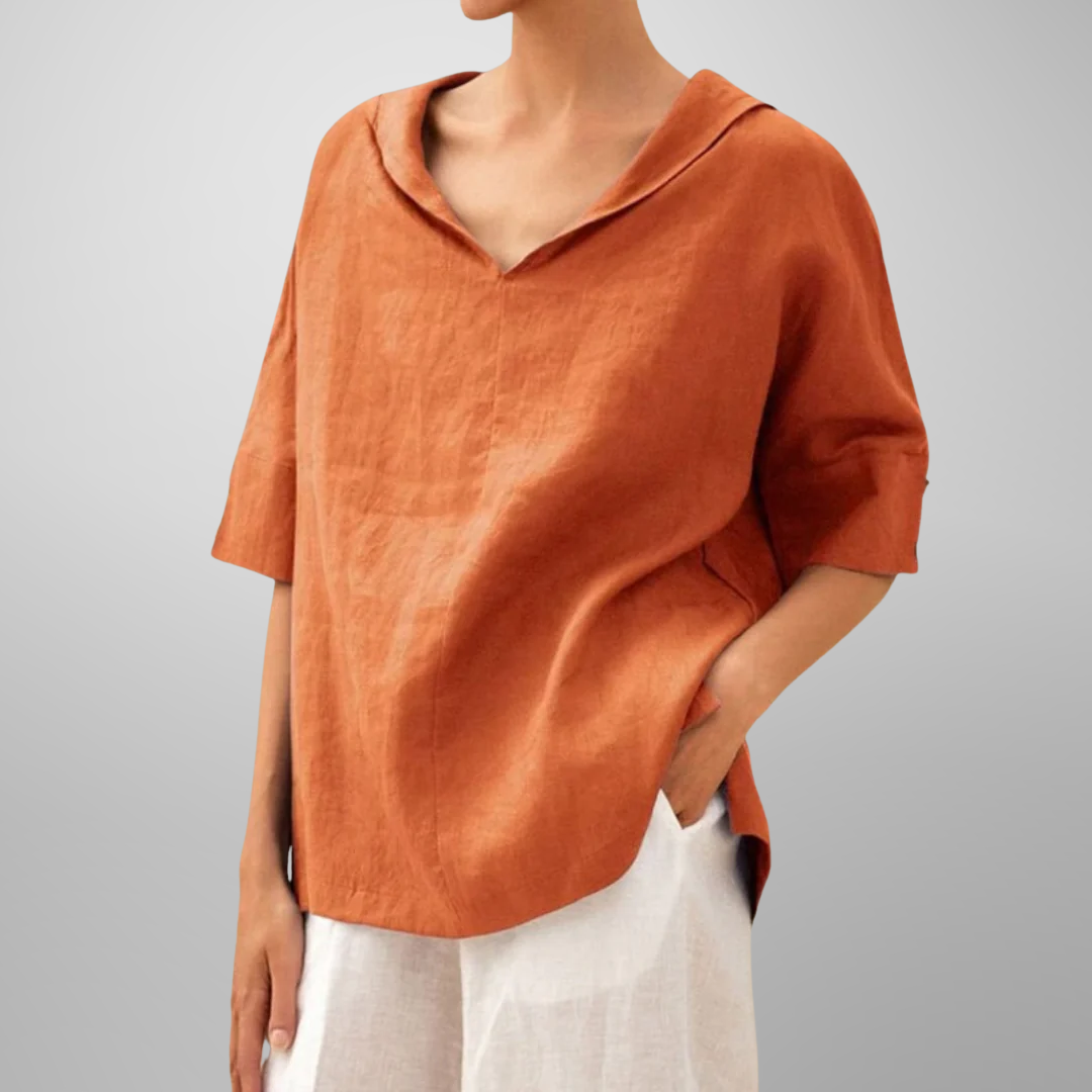 Sylvia™ – Relaxed Collar V-Neck Top