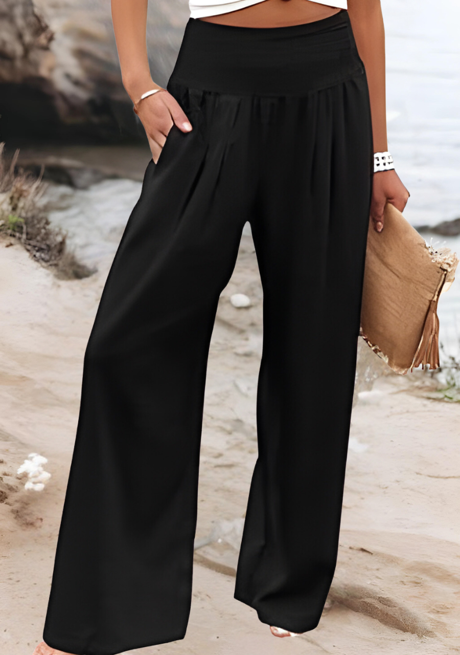 Sylvia™  – Smocked Waist Wide-Leg Trousers