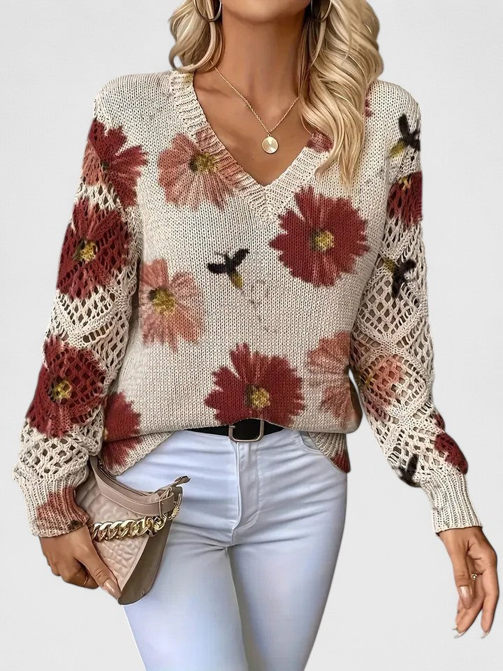 Sylvia™| Floral V-Neck Warm Blouse
