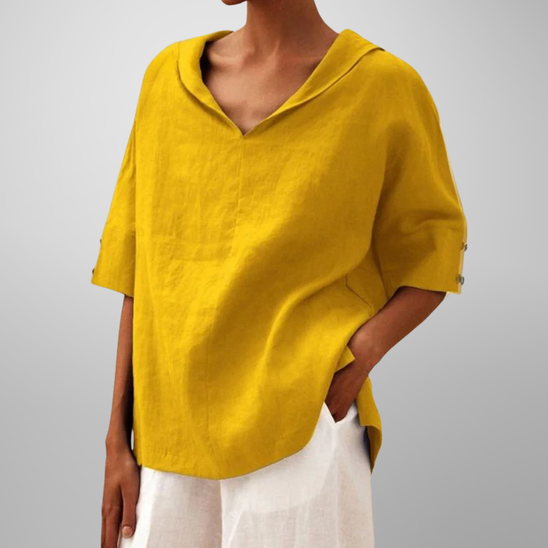Sylvia™ – Relaxed Collar V-Neck Top