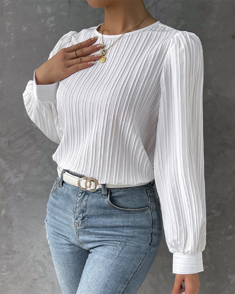 Sylvia™ – Textured Long Sleeve Blouse