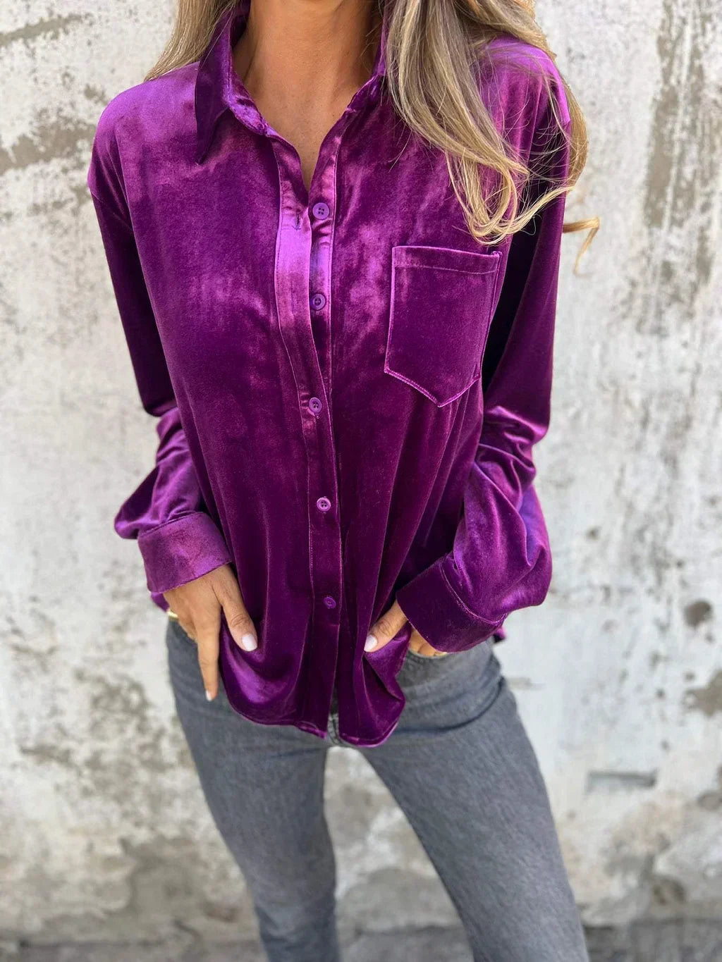 Sylvia™ - Elegant Velvet Blouse