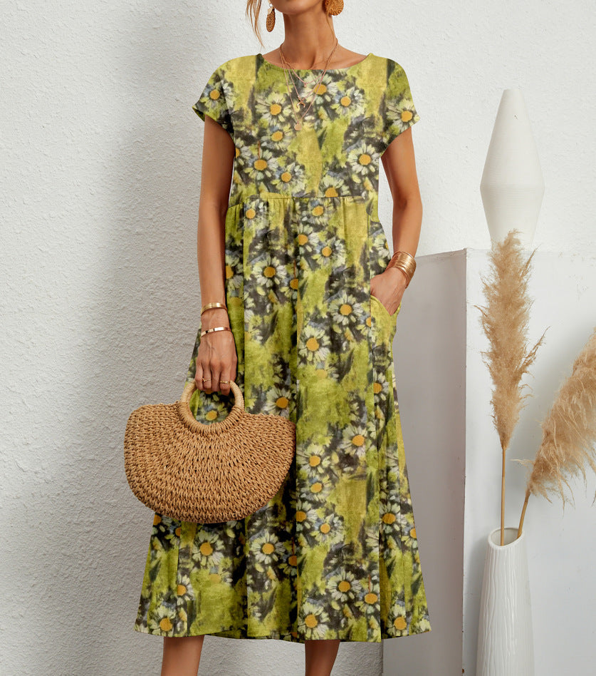Sylvia™ – Floral Pattern Print Midi Dress