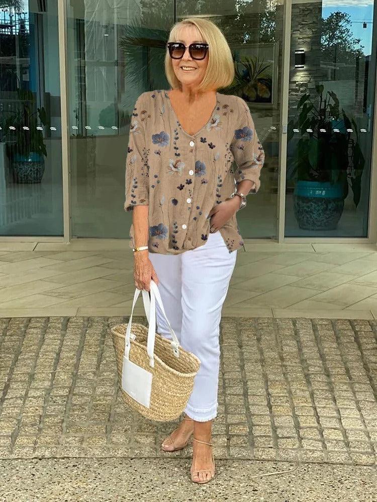 Sylvia™ – Button-Up Floral Blouse