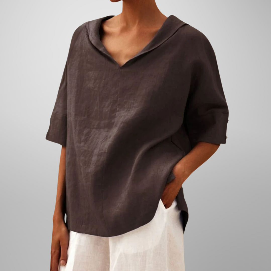 Sylvia™ – Relaxed Collar V-Neck Top