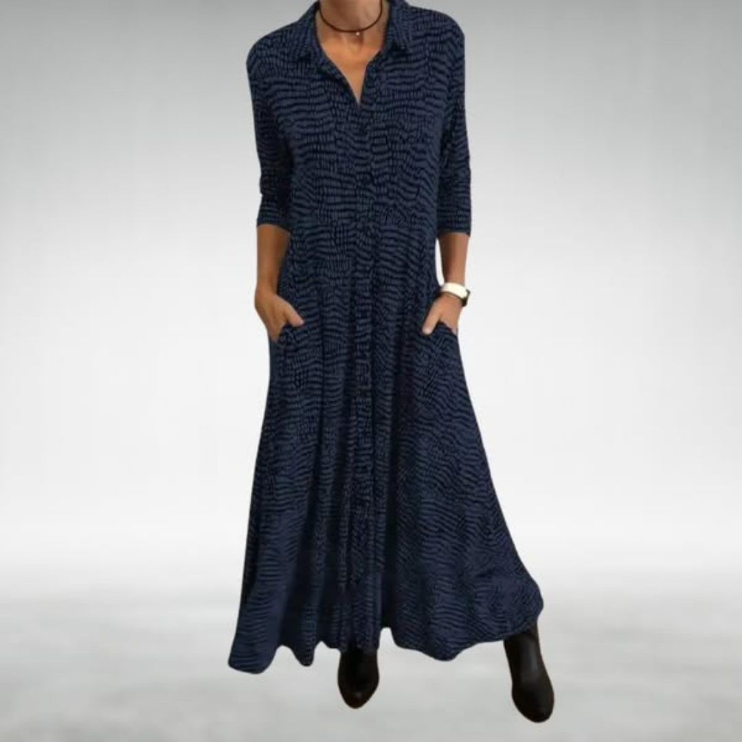 Sylvia™  – Collared Maxi Shirt Dress