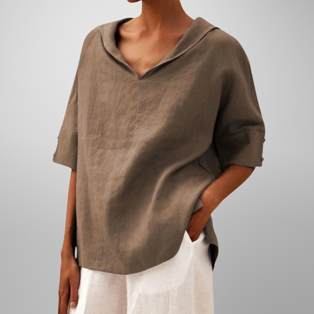 Sylvia™ – Relaxed Collar V-Neck Top
