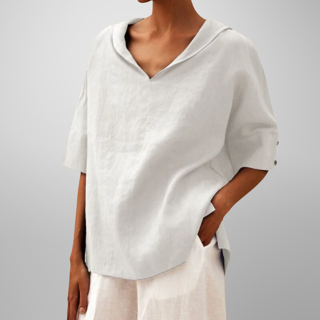 Sylvia™ – Relaxed Collar V-Neck Top