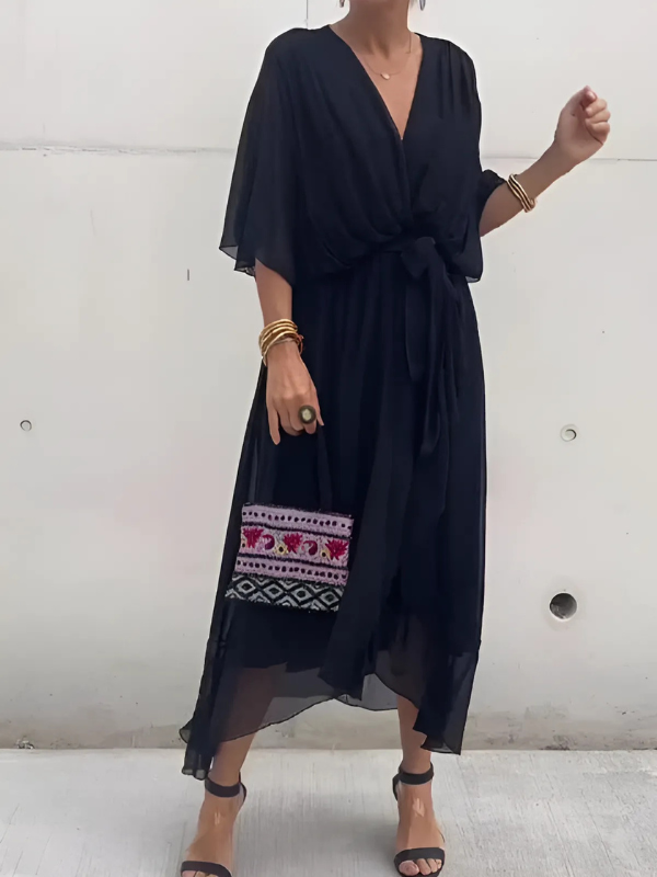 Sylvia™ – Draped V-Neck Midi Dress