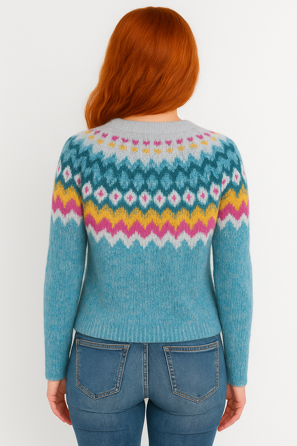 Sylvia™ | Bright Icelandic Rainbow Yoke Sweater