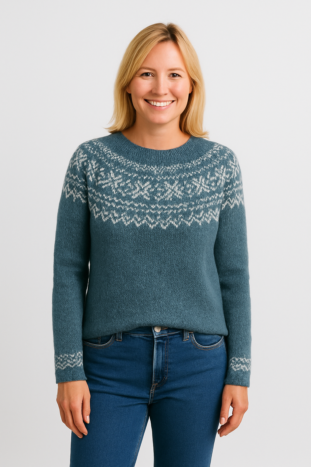 Sylvia™ | Nordic Sea & Snow Yoke Sweater