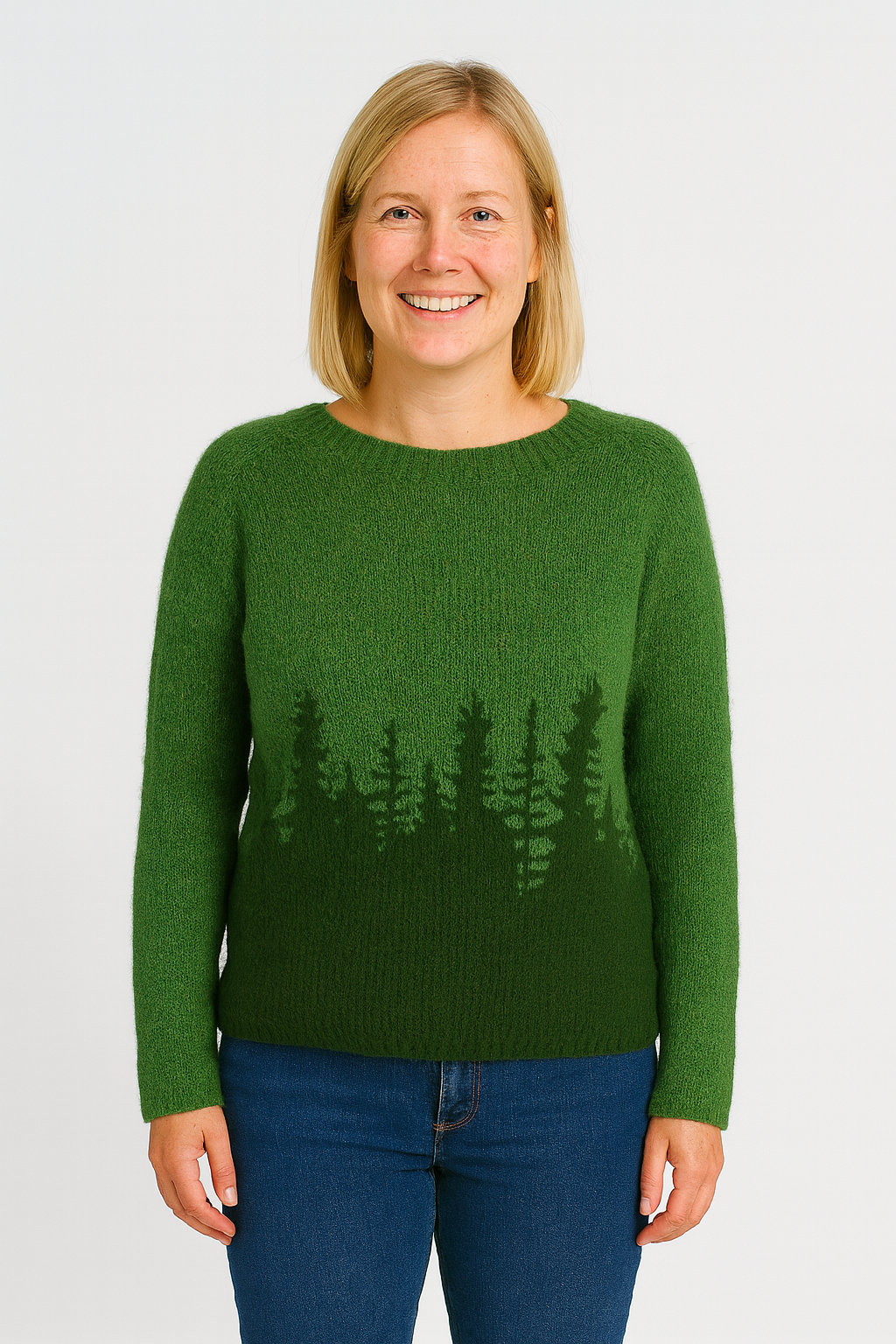 Sylvia™ | Nordic Pine Silhouette Knit Jumper