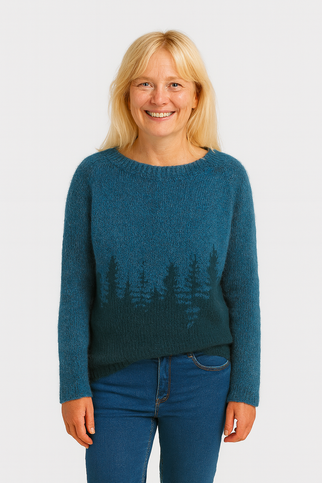 Sylvia™ | Nordic Pine Silhouette Knit Jumper