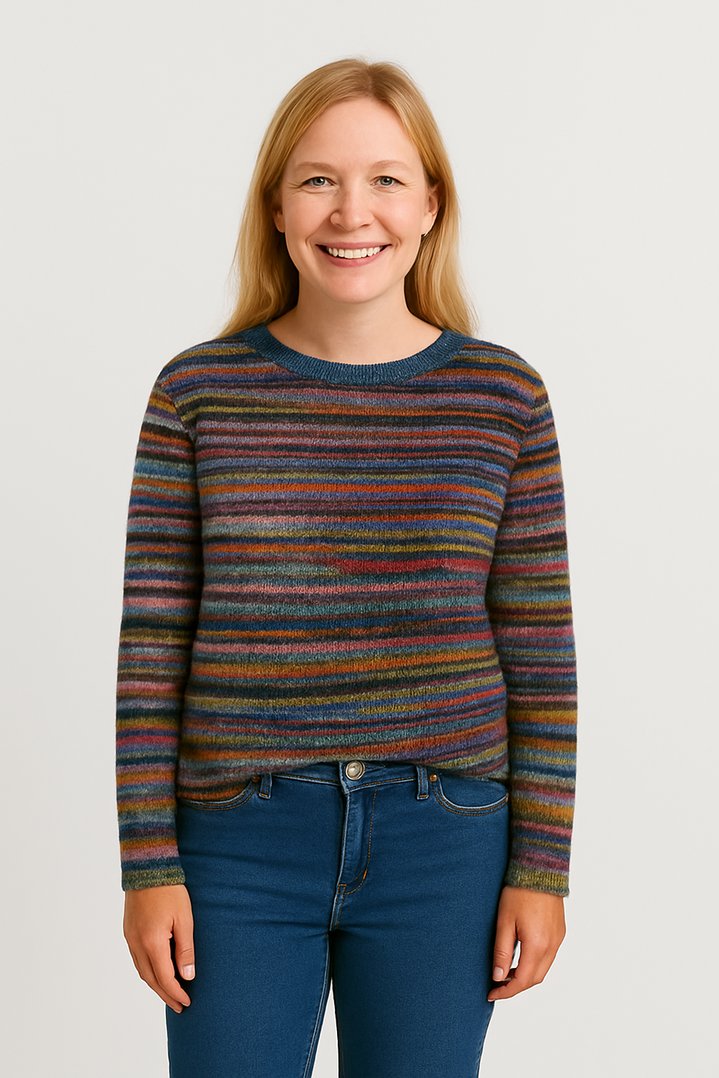 Sylvia™ | Vintage Rainbow Stripe Icelandic Knit Jumper