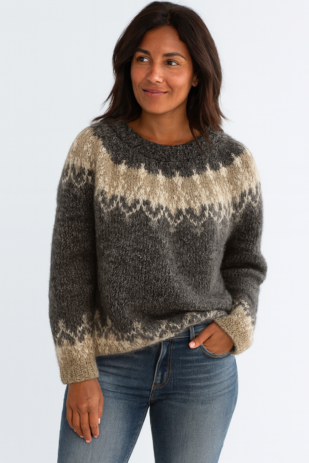 Sylvia™ | Vintage Icelandic Pattern Knit Sweater