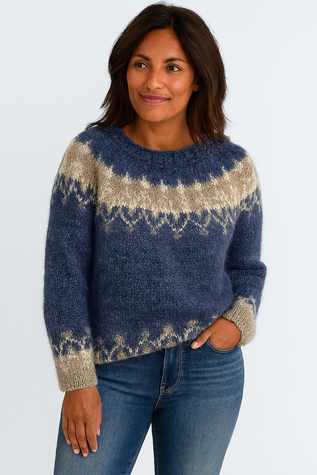 Sylvia™ | Vintage Icelandic Pattern Knit Sweater