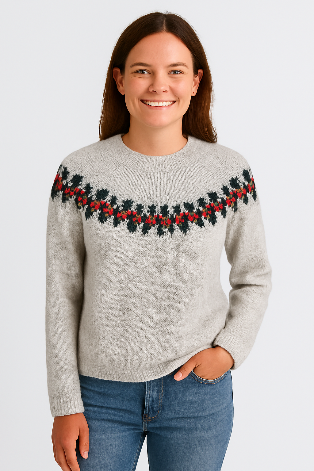 Sylvia™ | Nordic Winterberry Yoke Sweater
