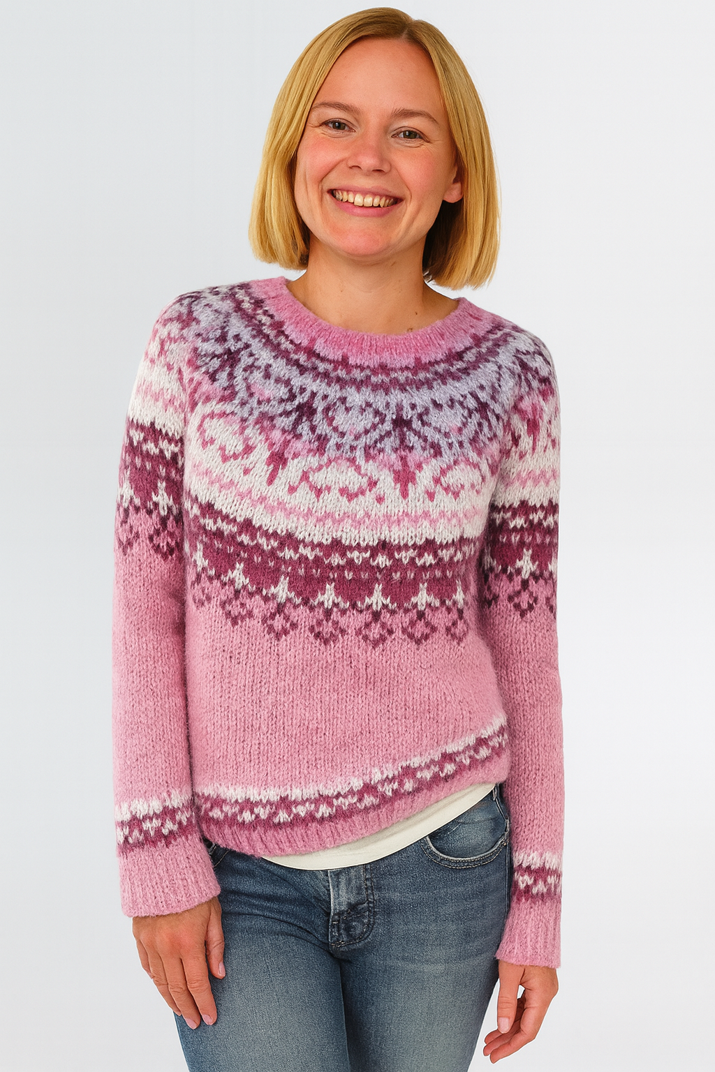 Sylvia™ | Blush Nordic Fair Isle Sweater