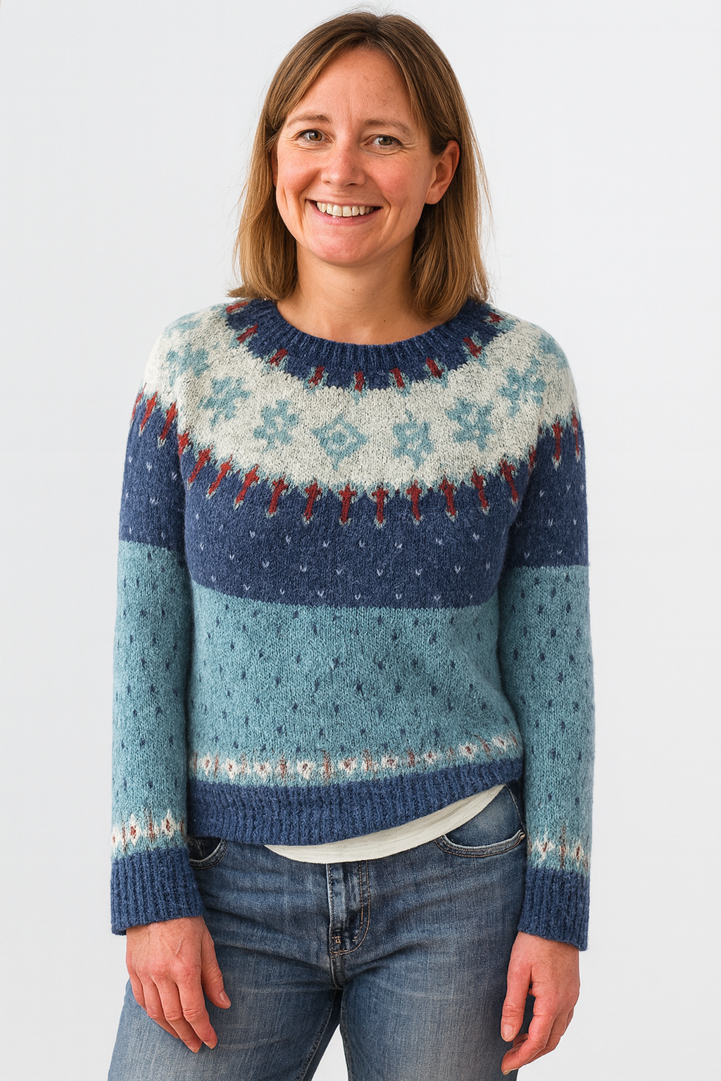 Sylvia™ | Nordic Blue Frost Yoke Sweater