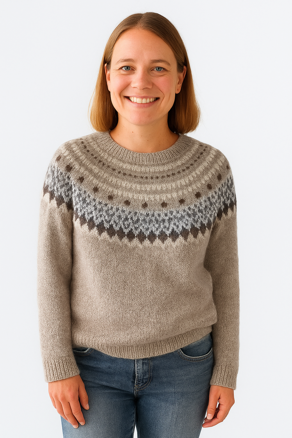 Sylvia™ | Vintage Icelandic Sandstone Yoke Sweater