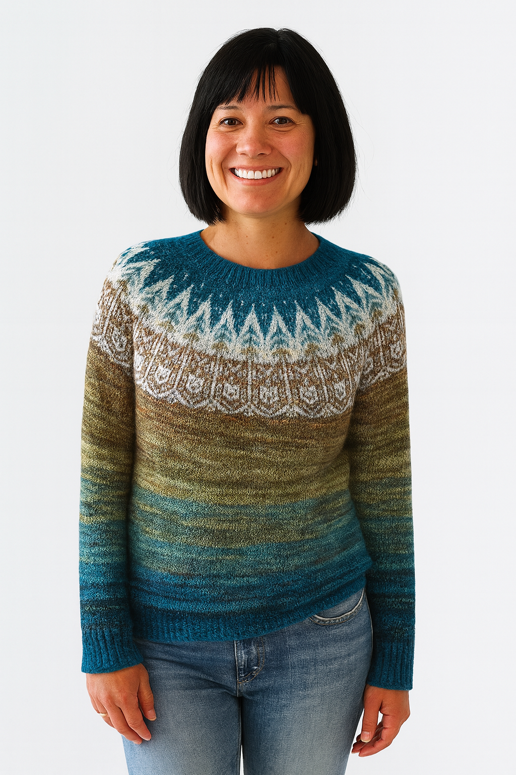 Sylvia™ | Icelandic Forest & Sky Yoke Sweater