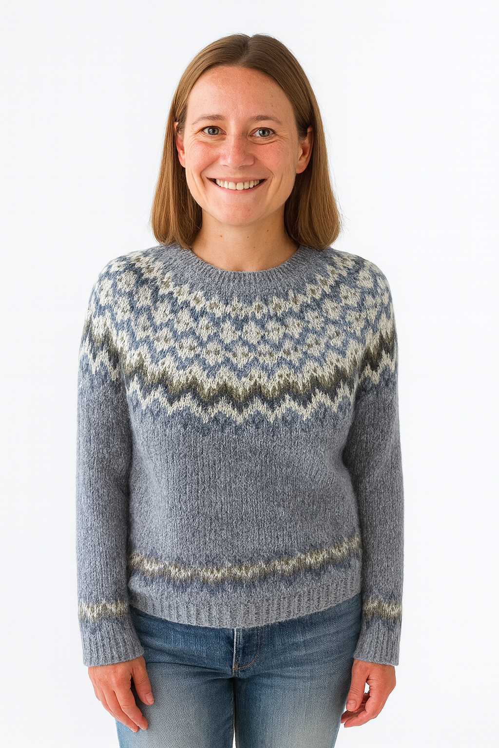 Sylvia™ | Vintage Icelandic Blue Yoke Sweater