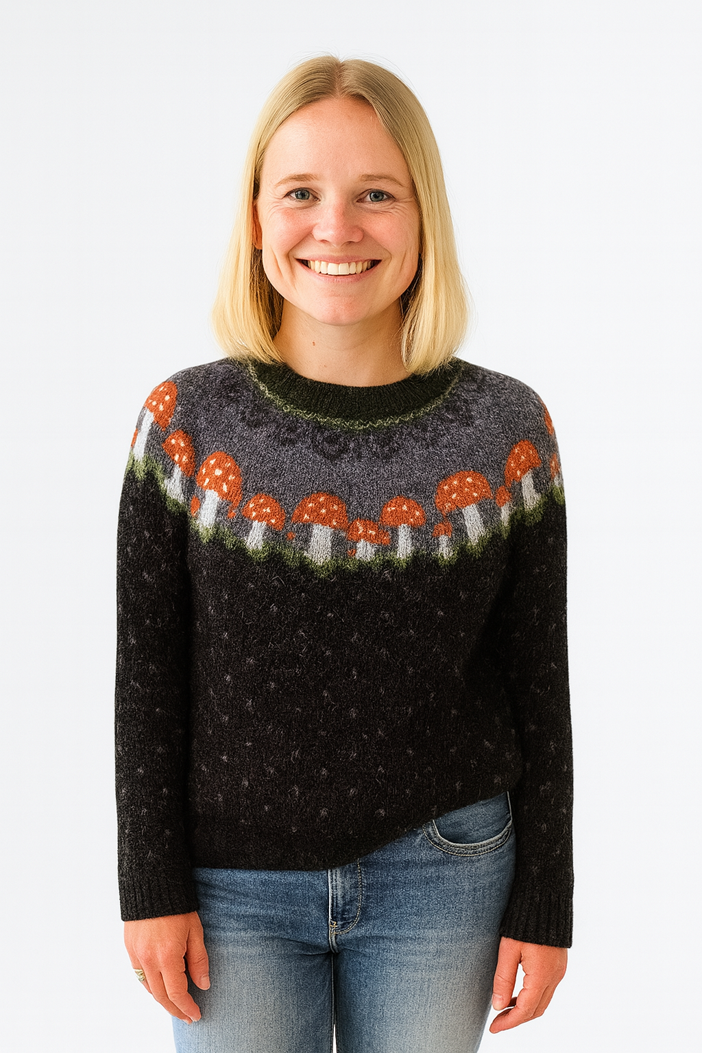 Sylvia™ | Retro Icelandic Toadstool Yoke Sweater