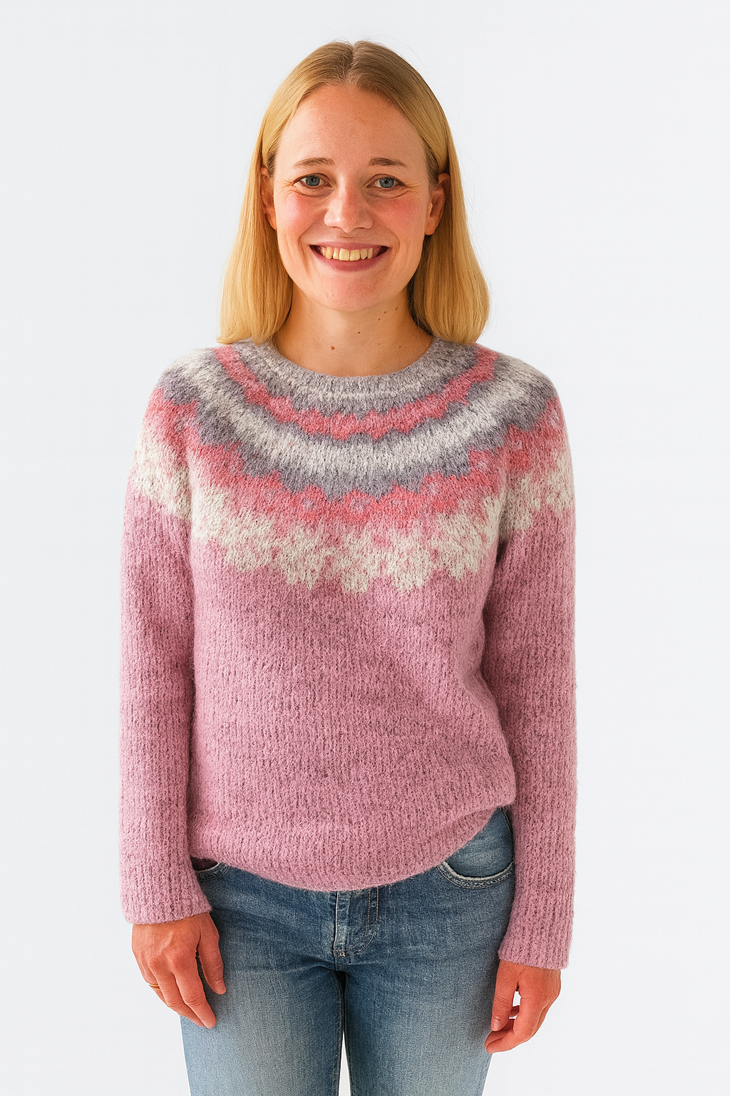 Sylvia™ | Rose Mist Icelandic Knit Sweater