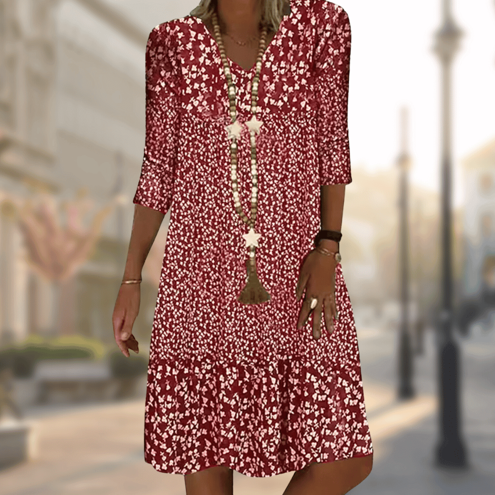 Sylvia™ – Star Floral Print Midi Dress