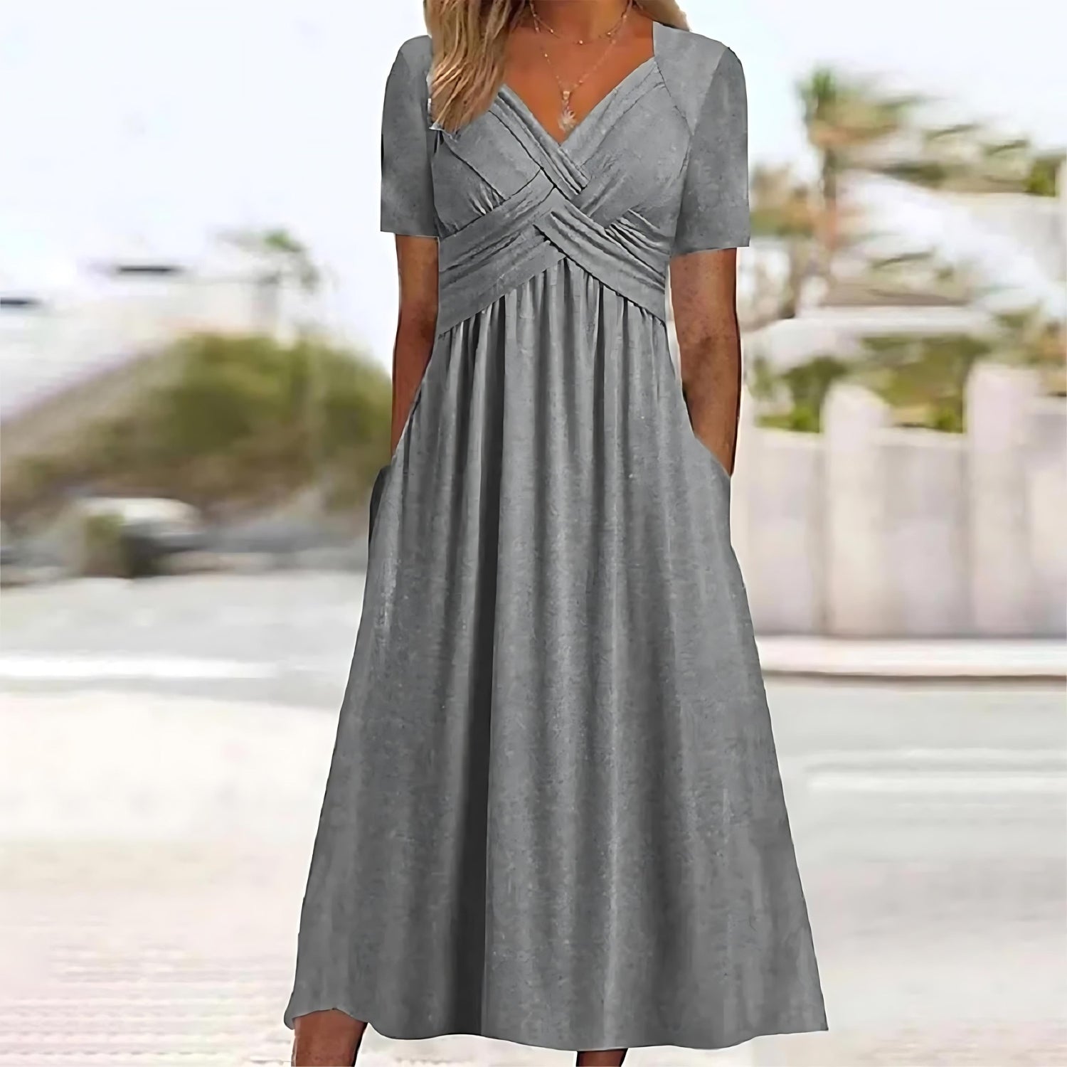 Sylvia™ - Elegant Midi Dress with Tummy Coverage